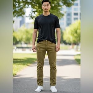 Aeropostale Men’s Yellow Cotton Pants Sz 32/32 Distressed Slim Straight‎